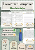 Elektrische Leiter Lückentext mit Wortspeicher und Transferaufgabe + Lösungen einfach erklärt