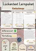 Emissionen  Lückentext Vertiefung mit Wortspeicher und Transferaufgabe + Lösungen