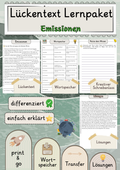 Emissionen Lückentext mit Wortspeicher und Transferaufgabe + Lösungen einfach erklärt
