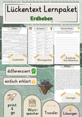 Erdbeben Lückentext mit Wortspeicher und Transferaufgabe + Lösungen einfach erklärt