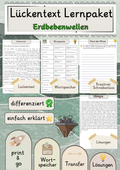 Erdbebenwellen Lückentext mit Wortspeicher und Transferaufgabe + Lösungen einfach erklärt