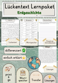 Erdgeschichte Lückentext mit Wortspeicher und Transferaufgabe + Lösungen einfach erklärt