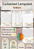 Erdkern  Lückentext Vertiefung mit Wortspeicher und Transferaufgabe + Lösungen