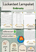 Erdkruste Lückentext mit Wortspeicher und Transferaufgabe + Lösungen einfach erklärt