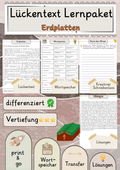 Erdplatten  Lückentext Vertiefung mit Wortspeicher und Transferaufgabe + Lösungen