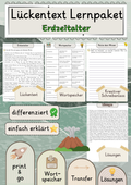 Erdzeitalter Lückentext mit Wortspeicher und Transferaufgabe + Lösungen einfach erklärt