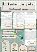 Erosion durch Wasser Lückentext mit Wortspeicher und Transferaufgabe + Lösungen einfach erklärt