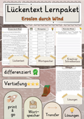 Erosion durch Wind  Lückentext Vertiefung mit Wortspeicher und Transferaufgabe + Lösungen
